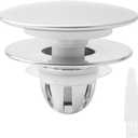 Bathroom Sink Stopper for 1.06-1.50, 2 Pack Pop Up Sink Drain Stopper with Hair Strainer Universal Bathroom Sink Drain Plug, Magnetic Split Design, Easy to Clean (Silver)