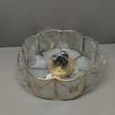 MIXL- Brass Flush Mount Ceiling Light, Flower Shaped 3-Light LED Ceiling Lamp, Frosted Glass Shade Modern Light, Close to Ceiling Light Decorative for Bedroom Living Room(13.77" W) (Small, Plum Blossom Bstyle)