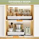 DOMNIU 2 Pack Pull Out Cabinet Organizers Expandable (13''-19''), Plastic Slide Out Drawers for Kitchen, Bathroom, Pantry, Under Sink Storage, Pull Out Drawers Fixed with Adhesive Nano Film (White)