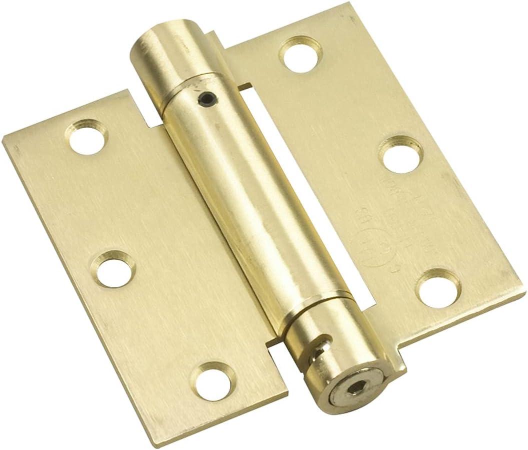 Richelieu Hardware 5821BR Onward Full Mortise Adjustable Spring Hinge, 3-1/2 in (88.9 mm), Brass
