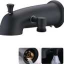 All Metal Tub Spout with Diverter for Hand Held Shower, Fits for Threaded 1/2" or 3/4" IPS, Bathtub Faucet with Shower Diverter Universal Tub Diverter Spout, Matte Black