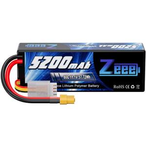 Zeee 3S 5200mAh Lipo Battery 11.1V 80C Hard Case with XT60 Connector for RC Car Truck Boat Airplane Quadcopter Helicopter Racing Hobby
