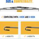 BBTO 16 Pack Wiper Blades 22 Inch Silicone Windshield Wipers All Seasons Durable Automotive Replacement Wiper Blades for Cars Front Windshield Universal U/J Hook Passenger and Driver