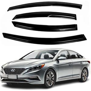 Fits Hyundai Sonata 2011 2012 2013 2014 Acrylic Safe Smoke Window Visor Set - Sun, Rain, and Vent Protection, 4-Piece Tape-On Window Deflector Guard Kit, 2mm Thickened