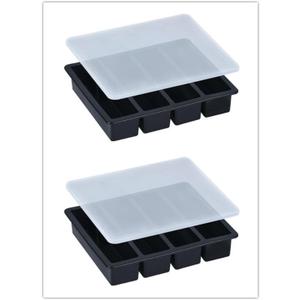 LONGFITE Large and Long Ice Cube Tray 2 Pack Silicone Freezing Container Sticks with Lid for Whiskey, Water Bottle, Food Leftovers and Baking