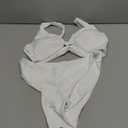 geluboao Bikini Set for Women Solid V Neck Knot Front Push Up High Leg Thong Two Piece Swimsuit (Large, White)