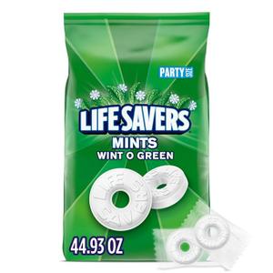 LIFE SAVERS Wint O Green Breath Mints Hard Candy Bulk Bag, 44.93 oz, Best Before: 10/2026
