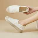 Shupua Womens Espadrilles Slip on Shoes Stylish Lace Casual Loafers Lightweight Platform Sneakers Comfortable Spring Flat Shoes for Office, Work, Walking, Size 39 (US 8)