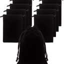 Jexila 24 Pieces Velvet Bags Drawstring Jewelry Pouch Small Cloth Gift Bag for Bracelet Birthday Party Favor,Dice,Ornament 4''X6'' (Black) (1 Count (Pack of 24))