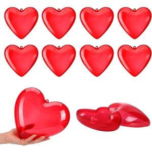 CMSSHUAI 10 Pack Valentines Hearts Containers Plastic Hearts Shaped for Candy Fillable Bulk Valentines Day Party Favors Container for Treat Gift Exchange Classroom Party Supplies