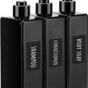 Segbeauty Shower Refillable Dispenser, 3pcs 16.9oz 500ml Pump Press Bottles with Labels, Empty Reusable Plastic Soap Dispenser Bathroom Shower Containers for Body Wash Shampoo Conditioner Lotion Black (Black-self-labeling)