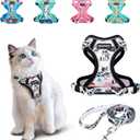 Halypet Cat Harness and Leash Set[MAX Safety 4th-Gen] Cute Escape Proof Vest Harness for Girl&Boy Cat Walking, Comfortable Adjustable Leash and Reflective Strips for Outdoor Kitten, S Inky Meowy (Small (7-12lb))