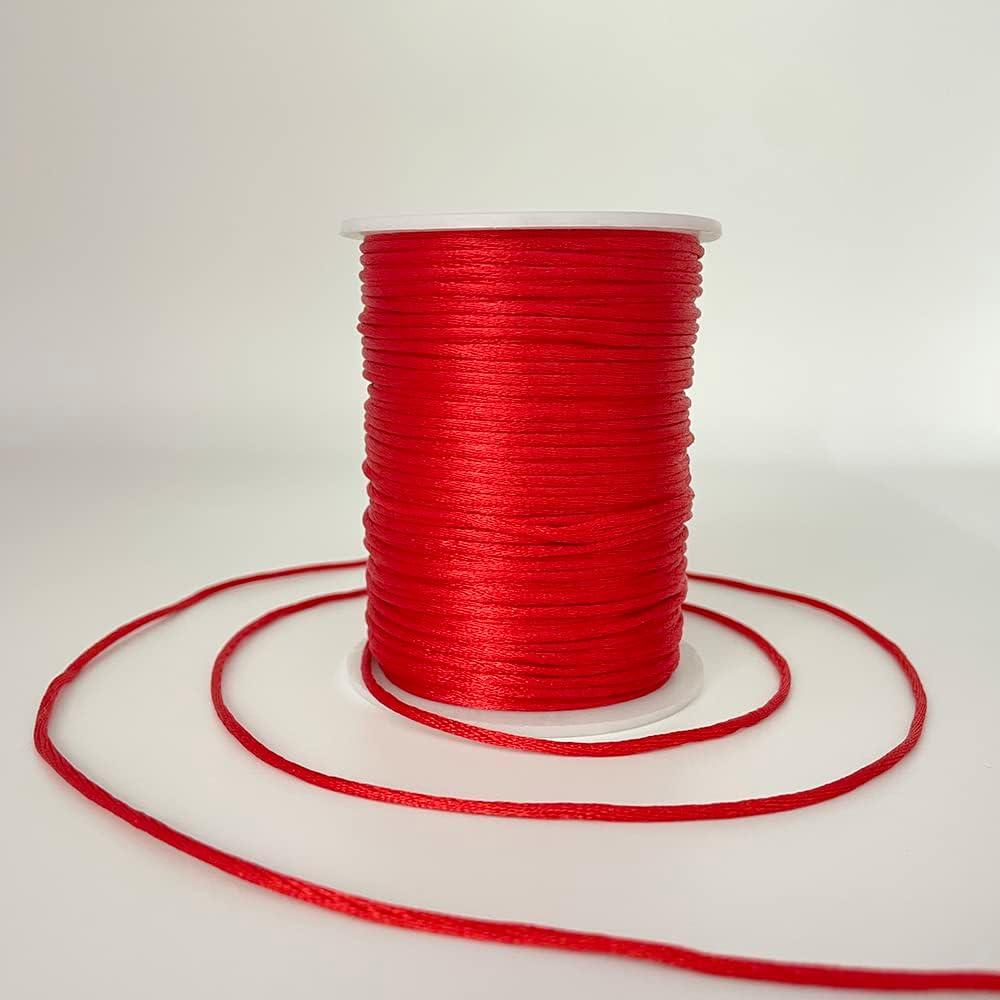 2 mm 330 Feet Satin Nylon Cord String for Jewelry Making Bracelet Necklaces Beading Thread Rattail Macrame Kumihimo Chinese Knot Craft Red
