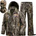 NEW VIEW Camo Hunting Clothes for Men, Quiet Warm Fleece Lining, Cold Weather Deer Hunting Jacket and Pants with Face Mask (XX-Large)