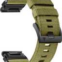 Abanen Rugged Nylon Watch Bands for Garmin Fenix 8 51mm / Enduro/Instinct 2X / epix Pro 51mm, Adjustable Sports Wrist Strap with Stainless Steel Clasp for Fenix 7X / 6X /5X, Instinct 3 50mm (Military Green)