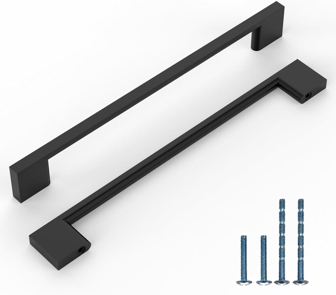 10 Pack 6.3 Inch(160mm) Kitchen Cabinet Handles Matte Black Cabinet Pulls Kitchen Cabinet Hardware Drawer Pulls for Cupboard Wardrobe