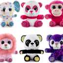 My OLi 5" Plush Toys Set Stuffed Animals Bundle of Zoo Animal Toys Lion/Monkey/Elephant/Pink Bear/Purple Bear/Panda Stuffed Animals Pack of 6 for Babies Kids Girls Boys
