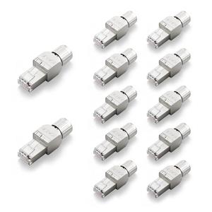 VCELINK RJ45 Toolless Connector, Zinc Alloy Shielded Tool Free Ethernet Plug, Up to 10 Gbps, Support 22 to 24 AWG Network Cable (CAT7, 12-Pack)