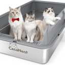 XXXL Stainless Steel Litter Box, 28.1'' Metal Cat Litter Box for Big Cats & Multi-Cat Homes, Low Entry, High Sides, Easy Clean