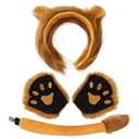 Erythem Lion Ears and Tail Set Halloween Lion Costume for Kids Cosplay Party Animal Ears Headband and Paws Accessories (Lion Ears Tail Glove)
