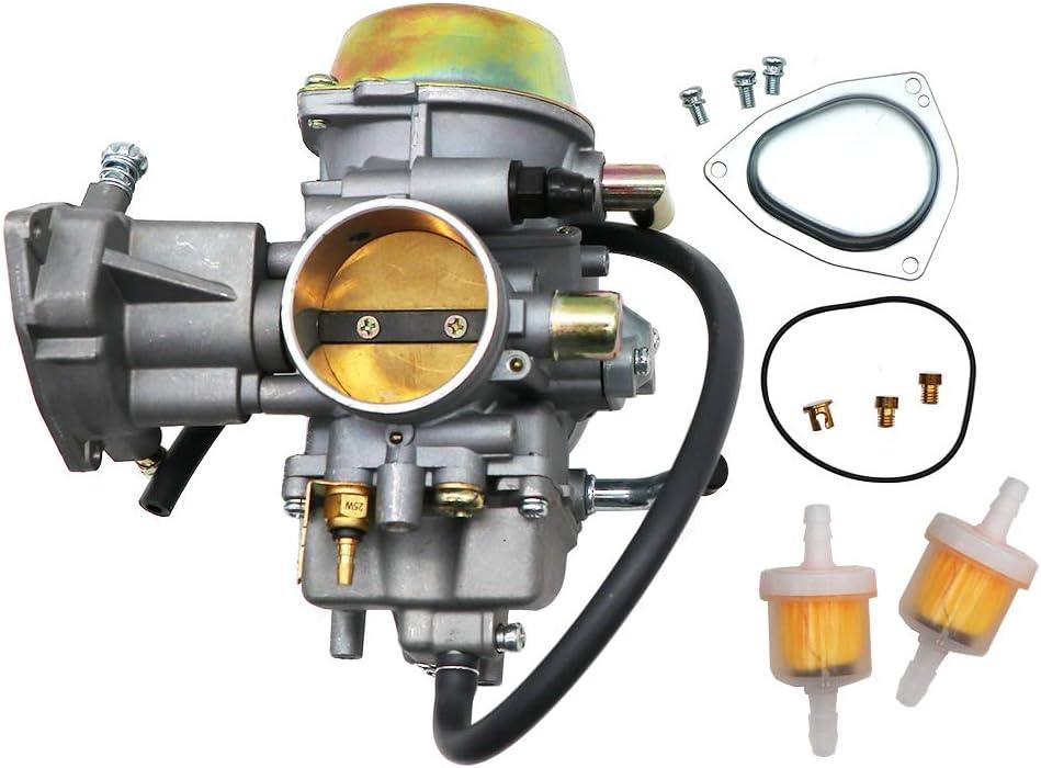 KIPA Carburetor For Yamaha RHINO 660 YFM660 YXR660FA YXR660FSE YXR660FH YXR660 Hunter UTV ATV 2004 2005 2006 2007 Replace OEM part number 5KM-14901-00-00 2Pcs New Main jets & 2Pcs Fuel Filters