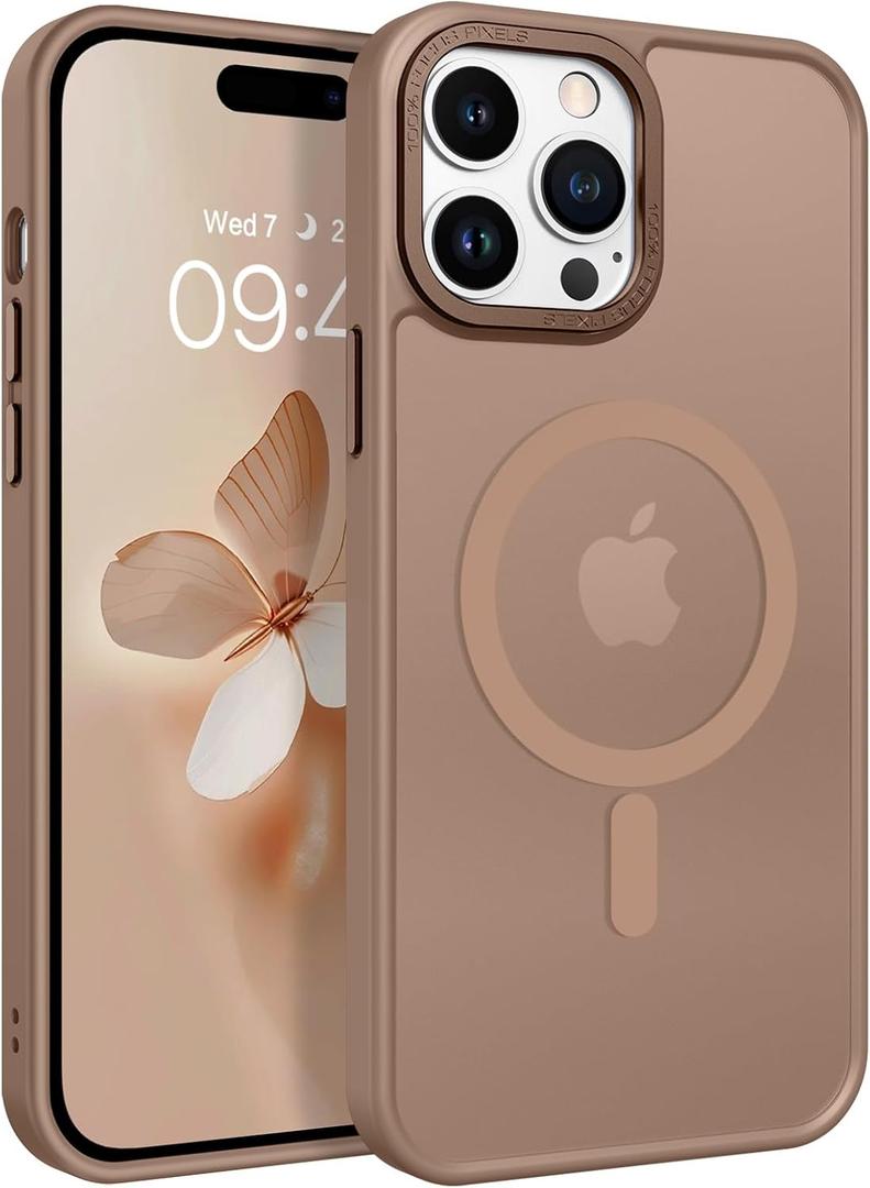 BENTOBEN Magnetic for iPhone 14 Pro Max Case, [Compatible with MagSafe] [Military-Grade Protection] Translucent Matte Frosted Slim Shockproof Women Men Phone Case for iPhone 14 Pro Max 6.7",Brown