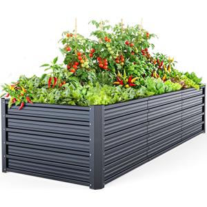 Ohuhu 8x3x1.9 FT Metal Raised Garden Bed Outdoor, Reinforced Deep Root Galvanized Steel Rustproof Planter Box, 100% Non-Toxic, 341 Gal Heavy Duty Tall Raised Beds for Growing Vegetables Flowers Herbs