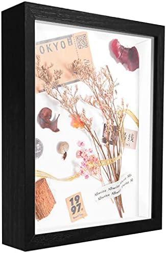 TouYinger 8x10 Shadow Box Frame Display Case with Letter Stickers, Display Case Box for Memorabilia, Baby Items, Wedding Memories, Crafts, Tickets and Photos (Black, 8x10)