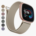 Metal Bands Compatible with Fitbit Versa 4 Bands/Fitbit Versa 3 Bands/Sense 2 Bands/Fitbit Sense Watch Bands for Women Men, Stainless Steel Mesh Wristband Strap with Adjustable Magnet Lock