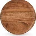 Samhita Acacia Wood Round Wood Plates Set of 4, Easy Cleaning & Lightweight for Dishes, Snack, Dessert (7" x 7" x 1")