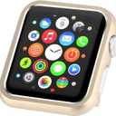 Compatible with Apple Watch Case 44mm 40mm Series 6 5 4 SE, Metal Bumper Protective Cover Aluminum Alloy Frame Bling Shiny Shockproof Protector Shell Compatible iWatch (Matte Gold, 44mm)
