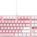 Mechanical Keyboard Gaming Keyboard | Blue Switch, Pink & White Color, White Backlit Keyboard | 104 Keys US Layout | Wired Gaming Keyboard | Hot Swappable Mechanical Keyboard | PC Keyboard