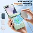 Magnetic for Samsung Galaxy Z Flip 7 Case [Hinge ProtectionKickstand][Compatible with MagSafe][Built-in Screen Protector] Full-Body Military Protection Phone Case for Samsung Z Flip 7 Mint Green