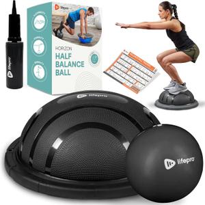 Lifepro Half Balance Ball Trainer - Stability Ball for Exercise, Full-Body Workouts, Home Gym, and Physical Therapy - Non-Slip Equipment for Balance Training (Black)