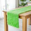 Breling Winter Table Runner 14 x 108 Inches Faux Fur Table Runner Luxury Soft Fur Winter Christmas Snowy Decoration for Holiday Wedding Birthday Party Supplies(Green)