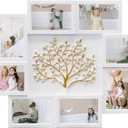 HELLO LAURA - Picture Frame Collage Large Wall Hanging Photo Frames Elegant Tree Collage Frame Gifts for Family Friends 4x6 inch Home Wall Decor Gallery Display (White - Gold Tree)