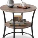 WLIVE Side Table, Round End Table with 2 Storage Shelves for Living Room, Bedroom, Nightstand with Steel Frame for Small Spaces, Accent Coffee Table, Greige