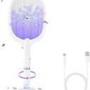 Electric Fly Swatter Racket, 4000V Bug Zapper Racket Rechargeable Fly Zapper Dual Modes Mosquito Swatter Portable with Purple Light & 3-Layer Safety Nets for Indoor & Outdoor, 1 Pack