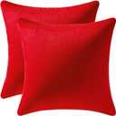 Throw Pillow Covers 18x18 Christmas Red: Pack of 2 Cozy Soft Velvet Square Modern Luxury Decorative Throw Pillow Cases for Sofa Couch Living Room Bed Home Decor