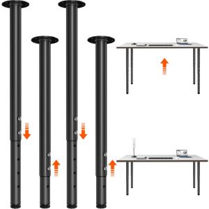 Adjustable Metal Table Leg 21~36 Inch, Adjustable Metal Desk Legs, Home Office DIY Furniture Leg Set, for Computer Desk Dining Table Office Desk (4, Black)