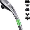 MEGAWISE Handheld Back Massager | Deep Tissue Percussion Massage for Back, Neck, Shoulders, Waist and Legs (Cordless Silver)