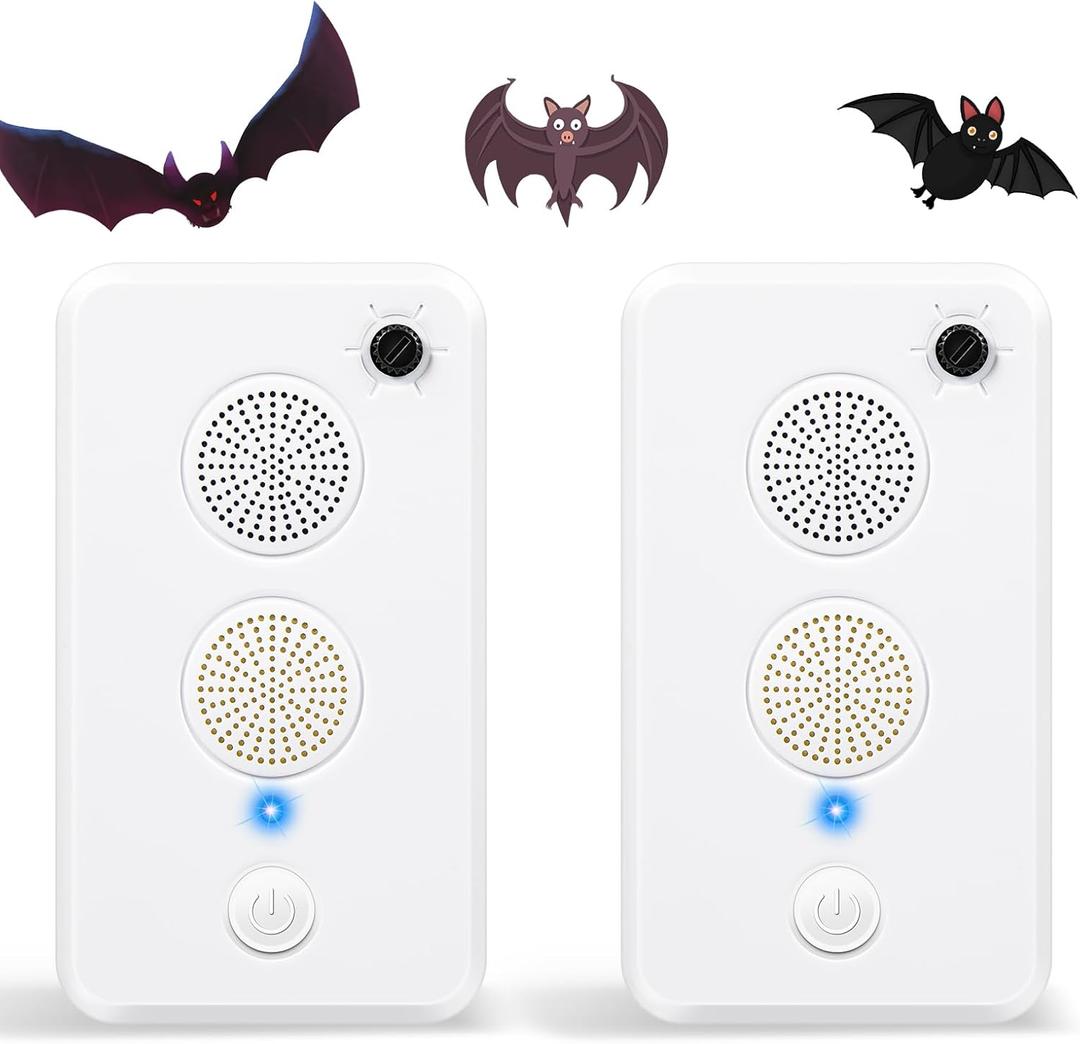 2026 Bat Fortress Mini Bat Repeller Deterrent Devices for Attic House Porch, 2 Pack Battery Operated Ultrasonic Repellent with Adjustable System Effective Bats Removal,Friendly to Human and Pet