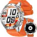 Military Smart Watches for Men with Flashlight, 170+ Sport Modes 1.43" AMOLED Screen, 530mAh Answer/Make Calls, Bluetooth for Android Phones and iPhone Compatible Heart Rate/SpO2/Sleep (Silver)