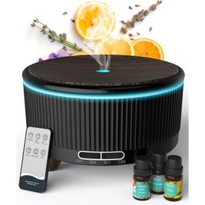 Diffusers for Essential Oils Large Room with Remote, 500ml Aromatherapy Diffuser, 7 Colors Changed Black