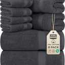Utopia Towels 8 Piece Premium Towel Set, 2 Bath, 2 Hand, and 4 Wash Cloths, 600 GSM 100% Ring Spun Cotton, Highly Absorbent Towels for Bathroom, Gym, Hotel, and Spa, Grey
