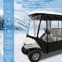 6 Passenger Golf Cart Enclosure for Club Car Villager 120" Extended Roof, 600D Waterproof Rain Cover with Full Roll-Up Clear Windows & Door, Zipper Side Mirrors Opening & Windproof Design