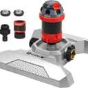 Eden 96122 Metal Adjustable 6-Pattern Mobile Rotary Gear Drive Garden Sprinkler for Yard W/Quick Connect Starter Set, Waters up to 80 ft. in Diameter