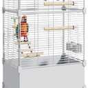 Bird Cage Parakeet Cage Hanging Windows with Sliding Window, Dense Wire Mesh, Removable Tray & Wheels Bird Flight Cage