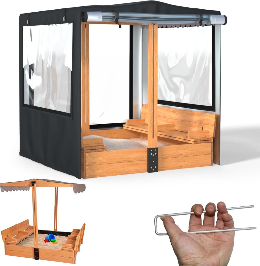 Sandbox Cover,48 W x 48 D x 52 H,Suitable for Children's Wooden Sandboxes with Canopy,Can be Used Without Disassembly,900D Heavy Duty UV Resistant Wooden Sandbox Cover.
