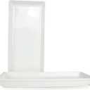 Long Melemine Serving Tray, 17.3x8x1.5 in Serving Platters and Trays for Appetizer, Charcuterie, Bread, Fruit, Dessert, Set of 2, White